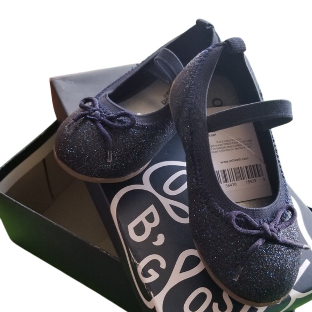 NWB oshkosh navy glitter toddler flat shoes toddler size 5